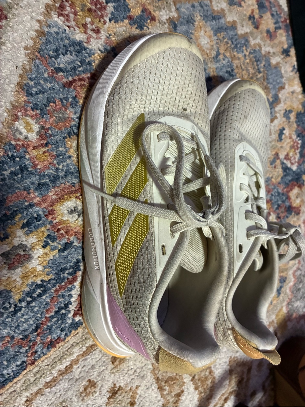 Lightweight Adidas Women's Running Sneakers - Cream with Yellow Accents